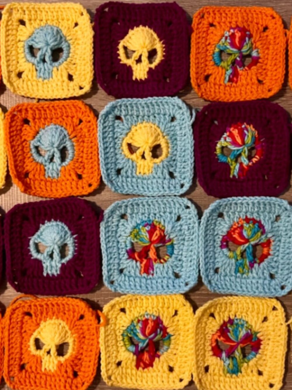 20 Handmade Skull Squares - FIESTA DIY Fashion & Home Afghan Blanket